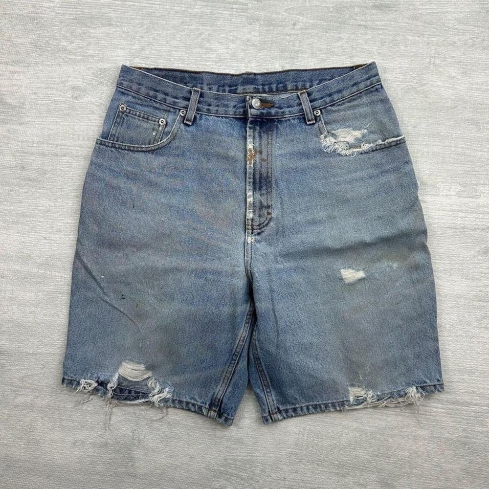 Vintage Members Mark Denim Shorts Mens 32 Blue Distressed Light Wash Jeans Jorts